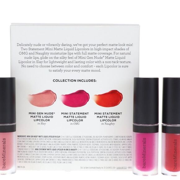 BareMinerals Go Bold Or Go Bare Perfect Trio Mini Statement Matte Liquid Lipcolo - Picture 4 of 6